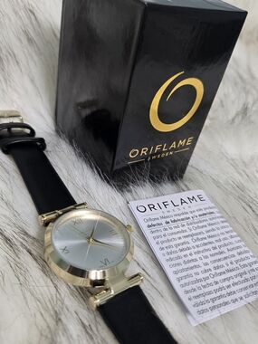 Oriflame Women's Watch Gold and Black Band, Lady Classic 840085